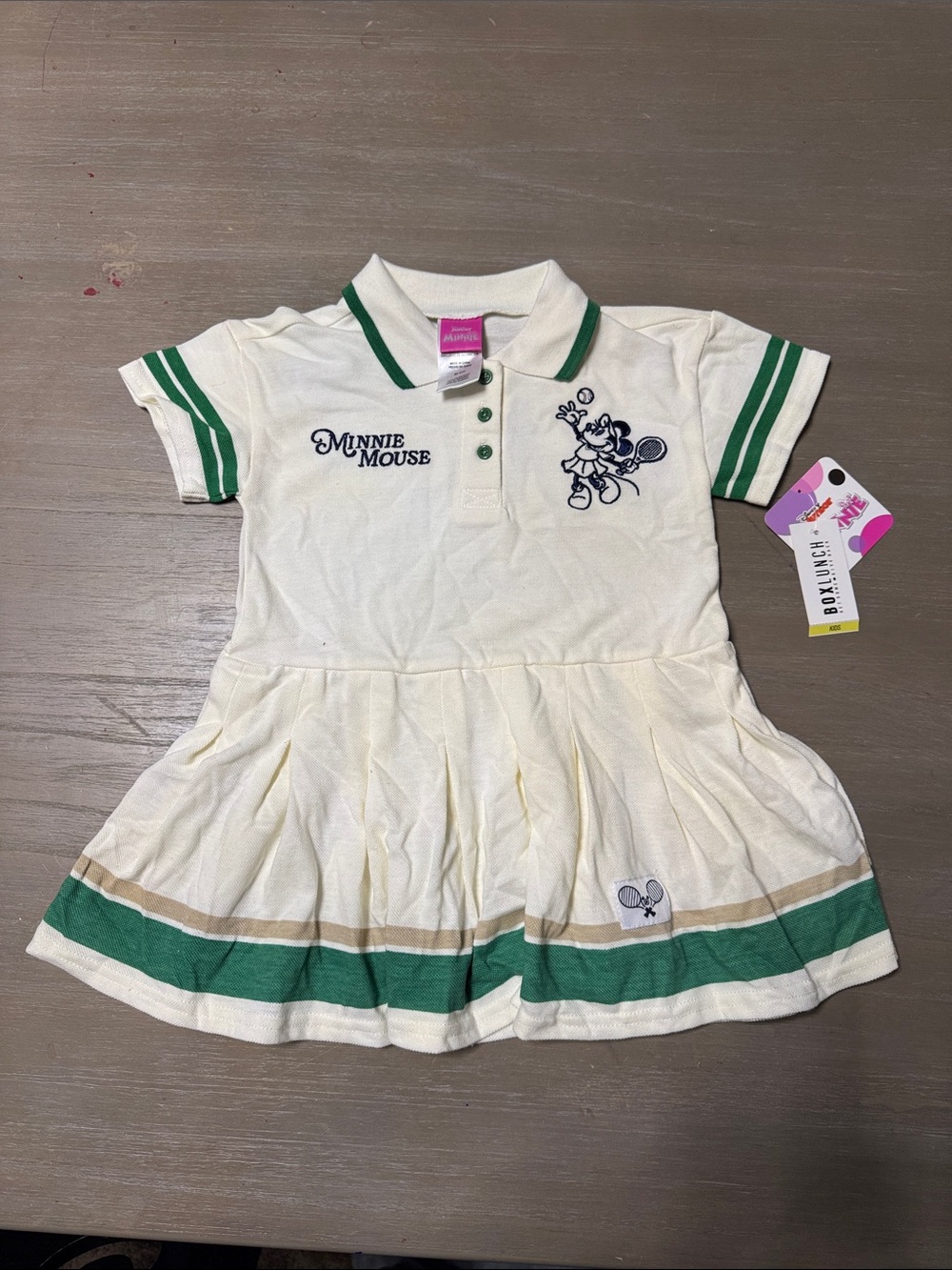 BOXLUNCH Disney Cream and Green Minnie Mouse Polo Dress